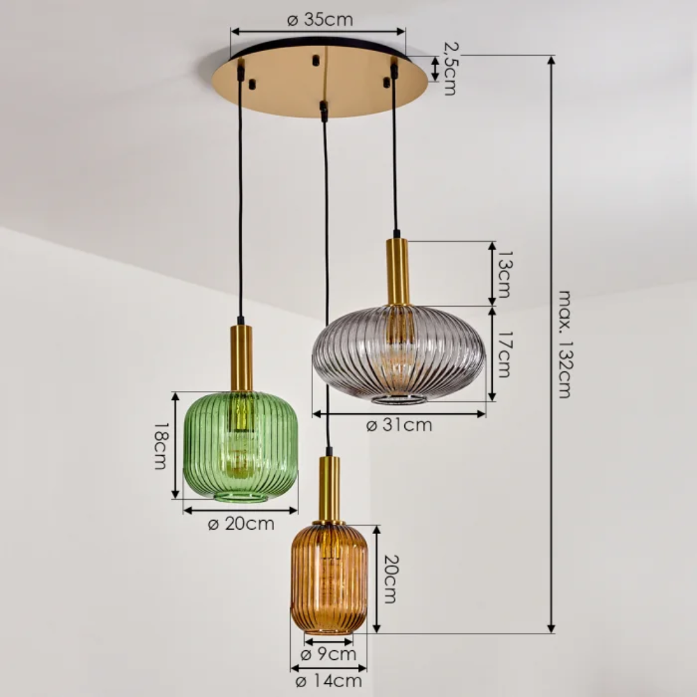 Elegancka Lampa Wisząca Vintage – Prążkowany Klosz z Efektem Szkła do Jadalni i Salonu