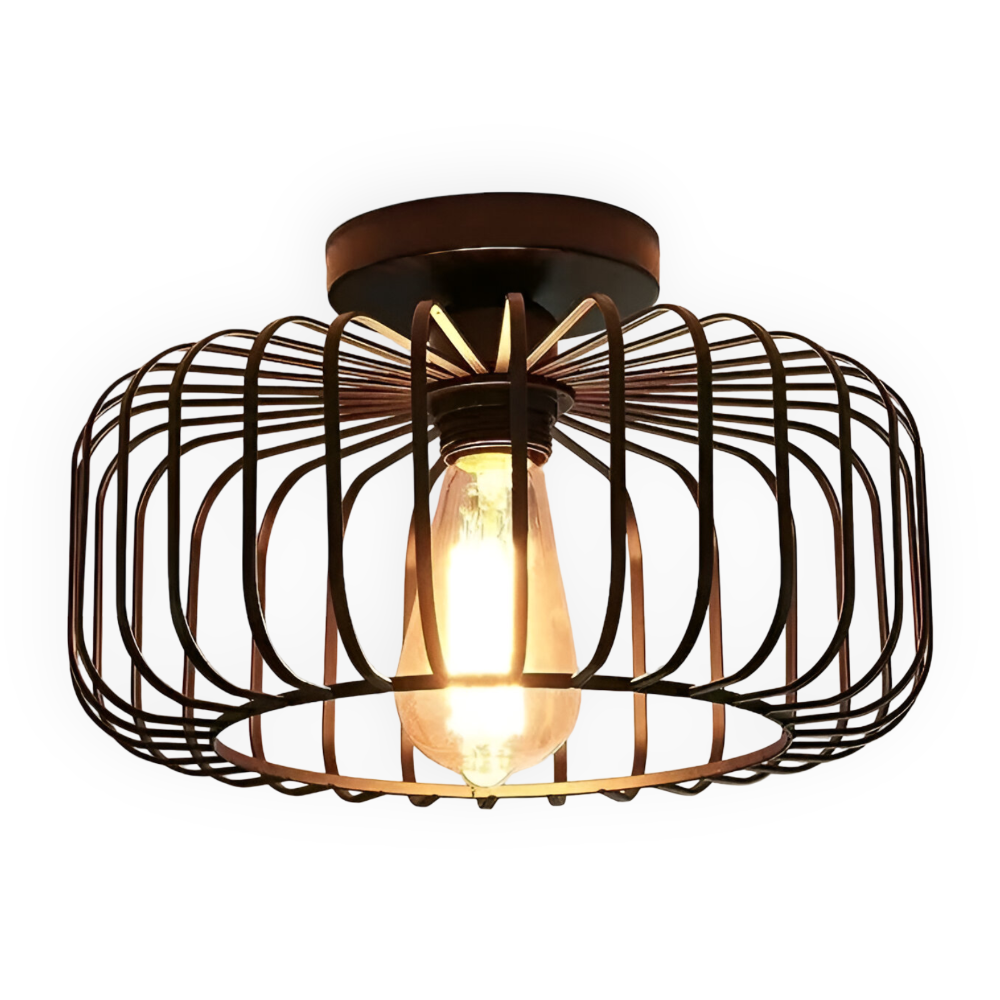 Lampa sufitowa E27 Birdcage - Czarna lampa w kształcie klatki - Lampa sufitowa do montażu na powierzchni 0