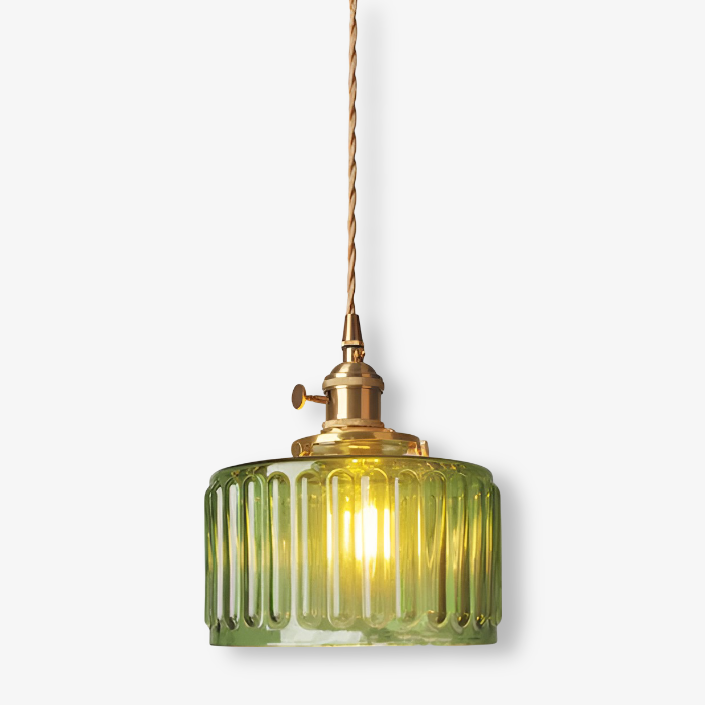 Lampa wisząca GlamourGlass - wisząca lampa w kolorze zielonym w stylu vintage - lampa cylindryczna 0