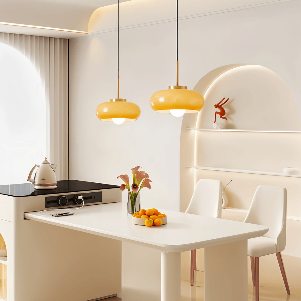 Lampa wisząca LED Copper Dome – retro pomarańczowo-biała Bauhaus 2