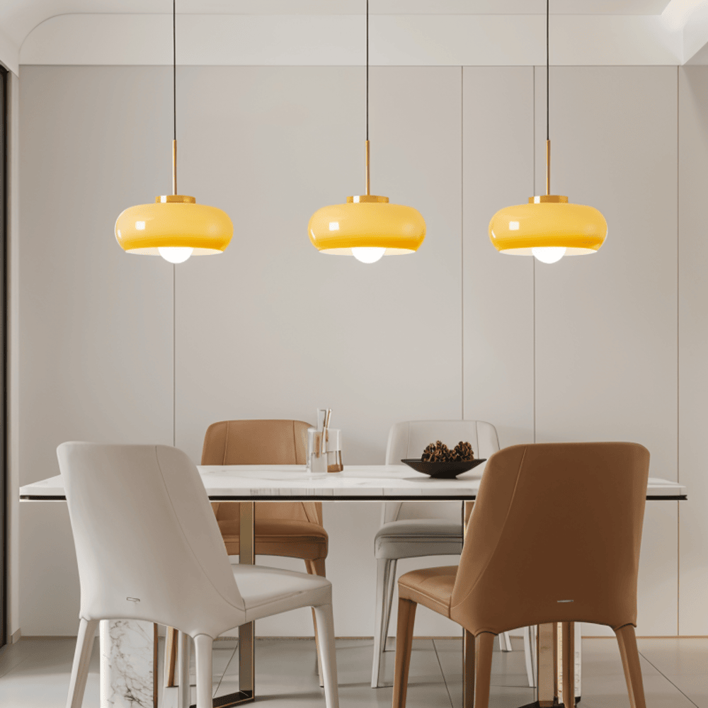 Lampa wisząca LED Copper Dome – retro pomarańczowo-biała Bauhaus 4