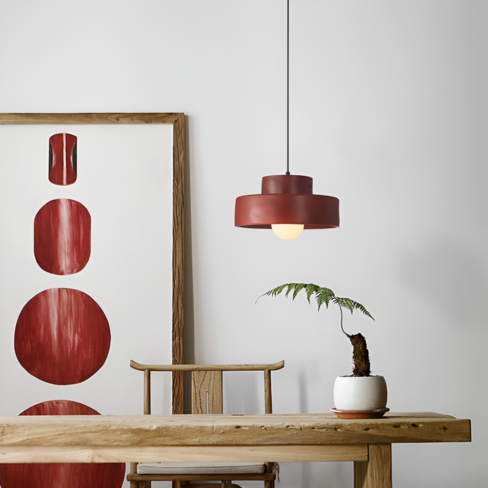 Lampa wisząca Wabi Sabi - Czerwona lampa wisząca z makaronikami - Okrągła lampa wisząca 4