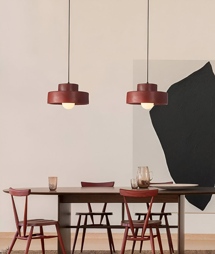 Lampa wisząca Wabi Sabi - Czerwona lampa wisząca z makaronikami - Okrągła lampa wisząca 5