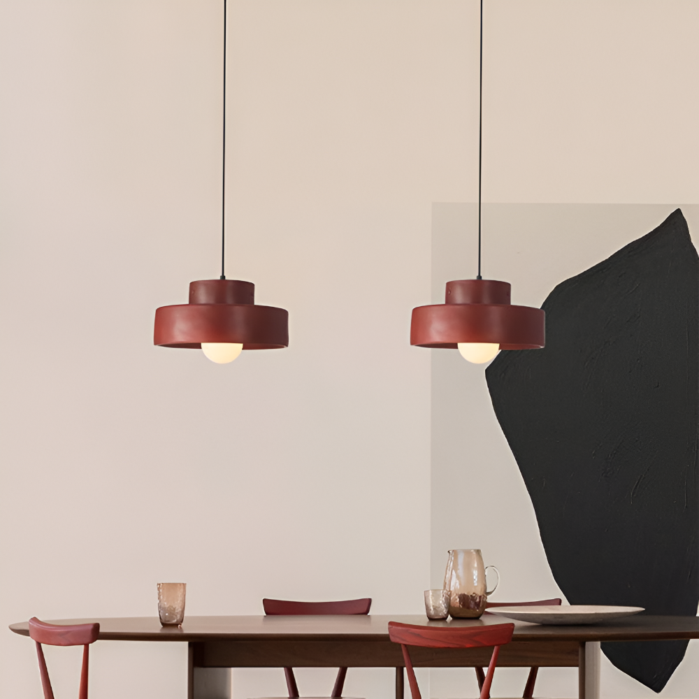 Lampa wisząca Wabi Sabi - Czerwona lampa wisząca z makaronikami - Okrągła lampa wisząca 6