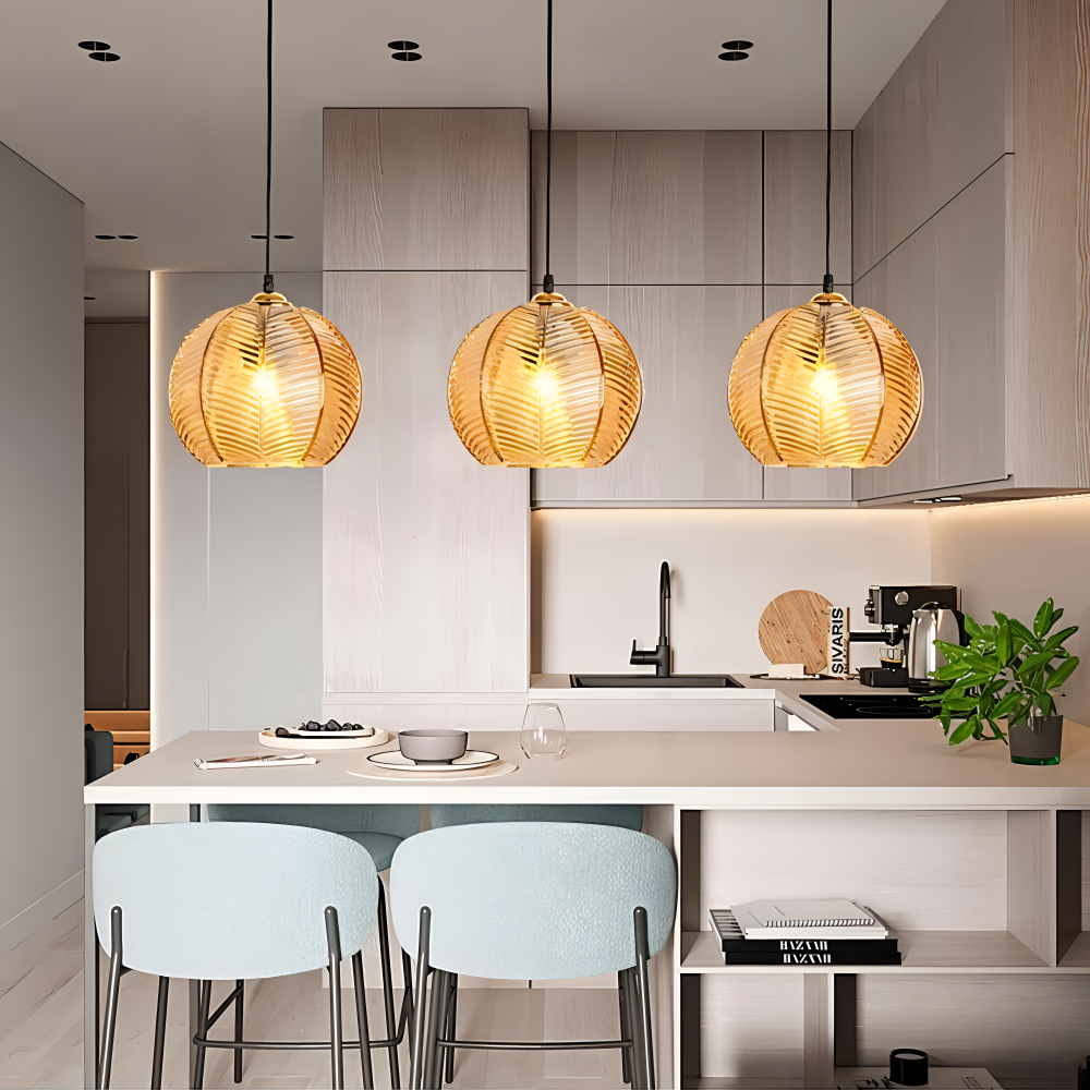 Lampa wisząca do salonu z ryflowanego szkła – klosz Ø 15 do 25 cm w 3 kolorach