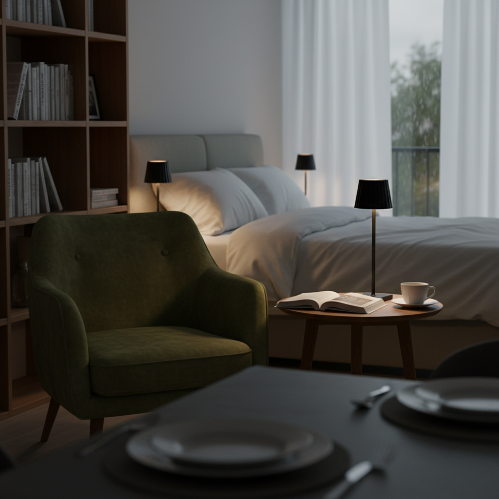 Nowoczesna Bezprzewodowa Lampa Stołowa LED - Eleganckie Aluminium z Ciepłym Światłem do Salonu - 8