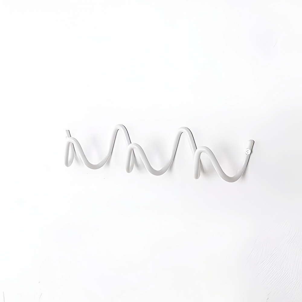 Minimalist Wieszak Ścienny w Kształcie Fali 32,5x6,5cm - Czarny Żelazny Wieszak na Ubrania do Przedpokoju 9