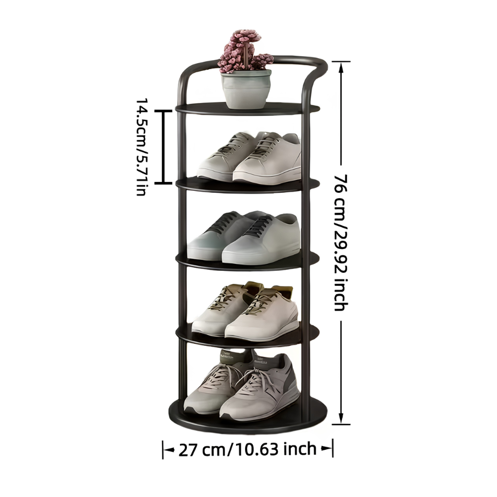5-poziomowy metalowy stojak na buty – pionowy organizer na obuwie do przedpokoju i garderoby