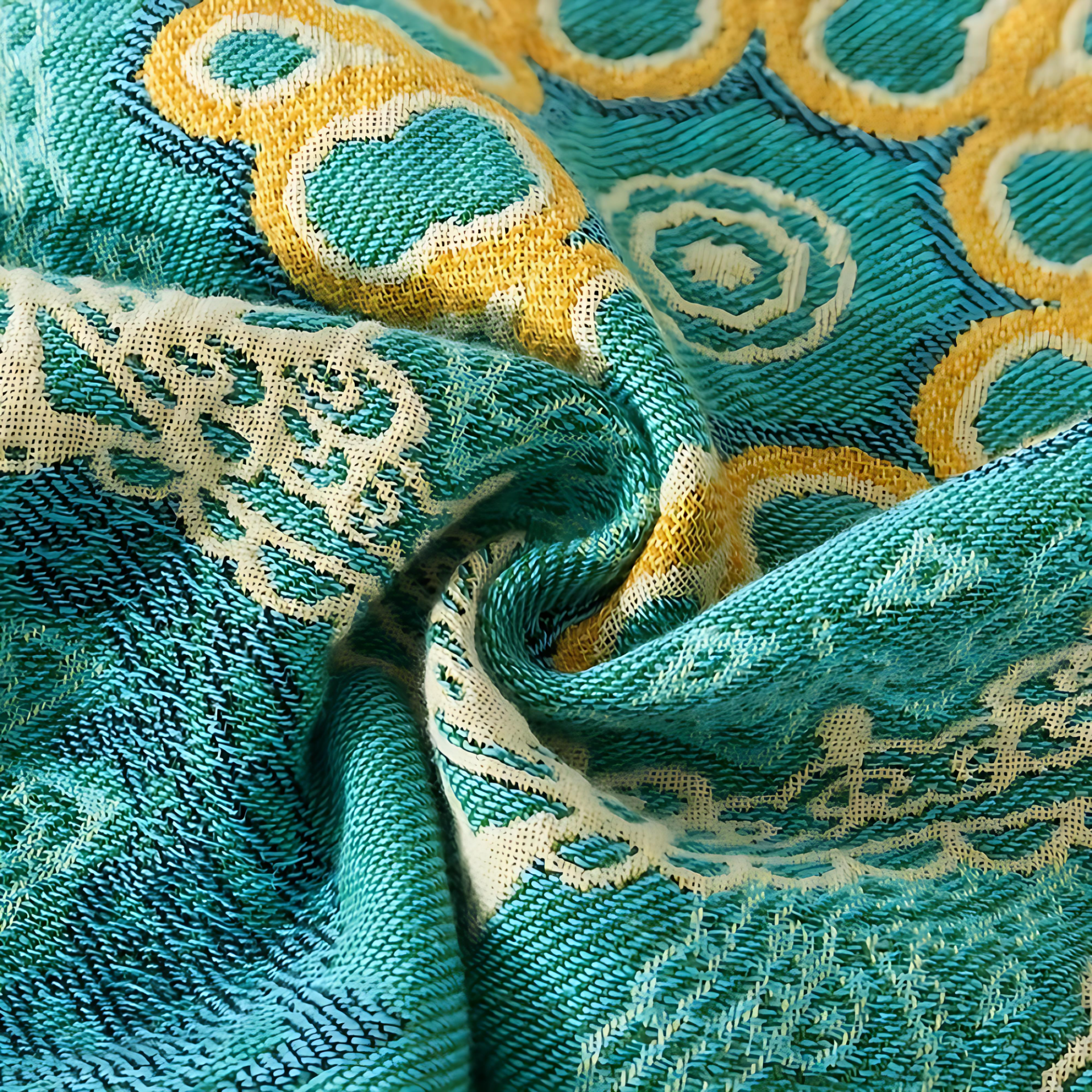Narzuta na łóżko w kolorze boho w kolorze turkusowym – 100% bawełny ze wzorem mandali i frędzlami do łóżka, sofy i salonu 5