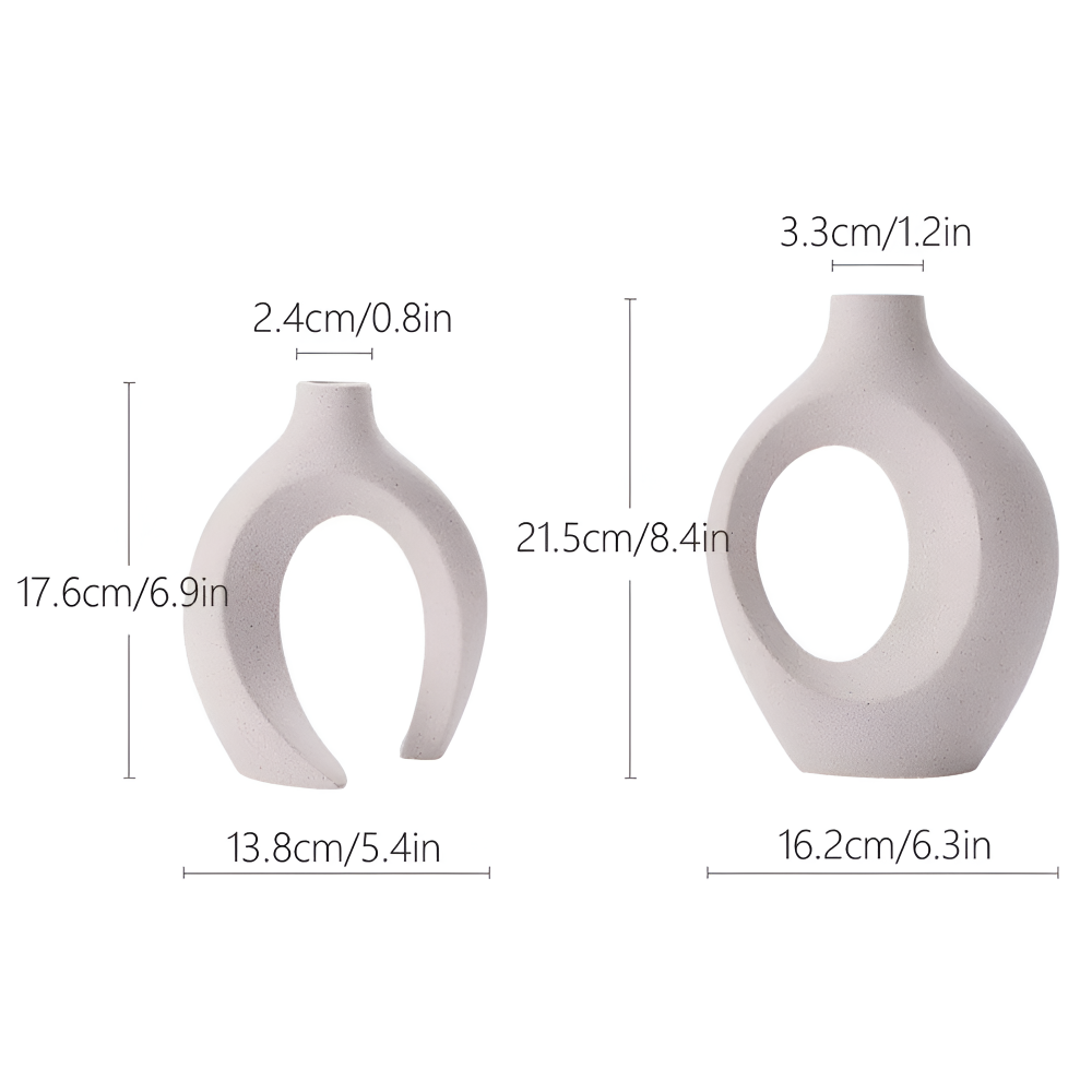 Nordic Minimalist Ceramic Vases Set of 2 - Matte White Elegant Decor for Dried Flowers 6