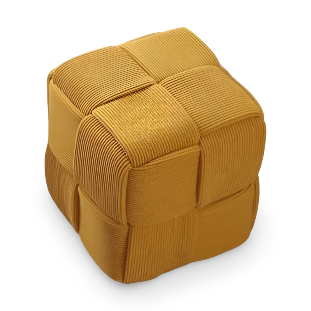 Nordic Wooden Stool 28x28cm - Soft White Corduroy Accent for Living Room 10