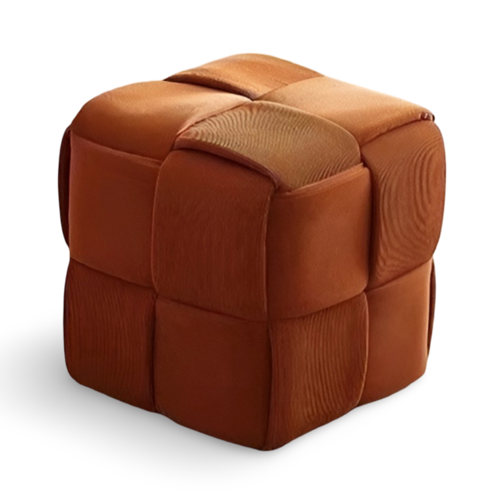 Nordic Wooden Stool 28x28cm - Soft White Corduroy Accent for Living Room 9