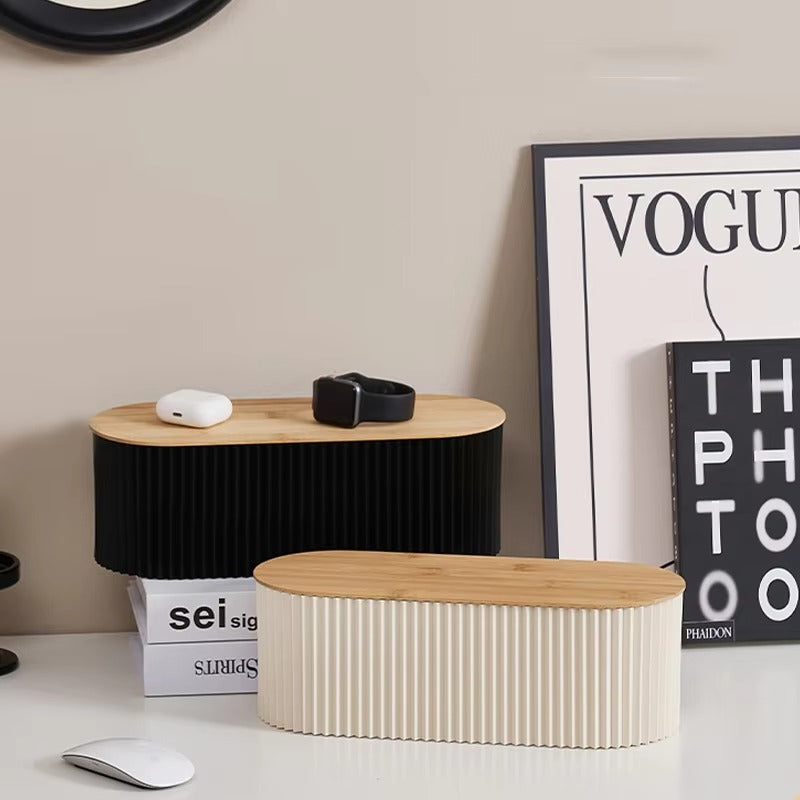 Nordycki Organizer Na Kable 33x13x11 cm – Elegancka Plastikowo-Drewniana Skrzynka Do Salonu 8