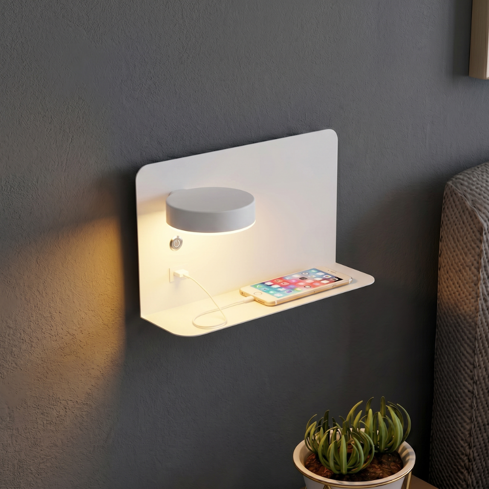 Nowoczesna Regulowana Lampka Nocna - Aluminium z USB i Inteligentnym Sterowaniem do Sypialni