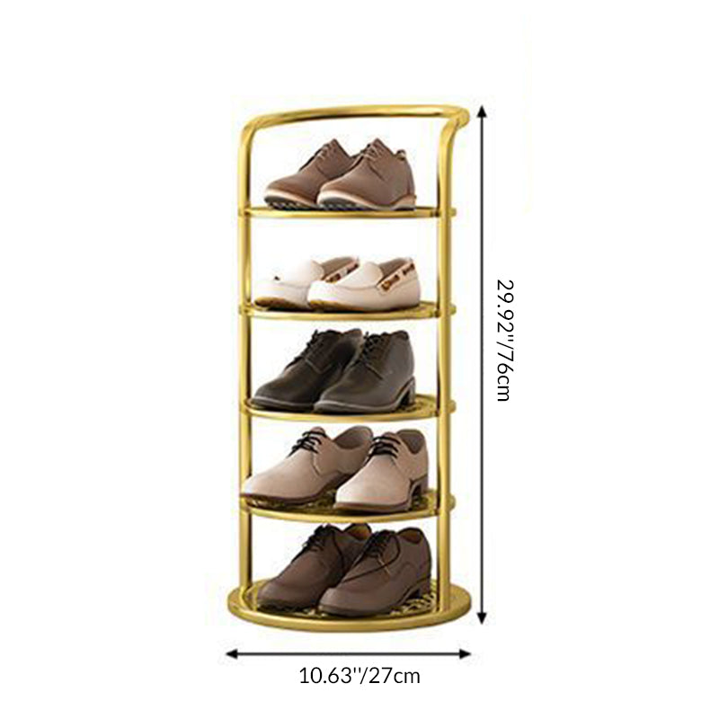 Nowoczesna, minimalistyczna szafka na buty z 5 półkami - Wytrzymała stal węglowa w kolorze złotym, zapewniająca oszczędność miejsca i porządek w przedpokoju 4