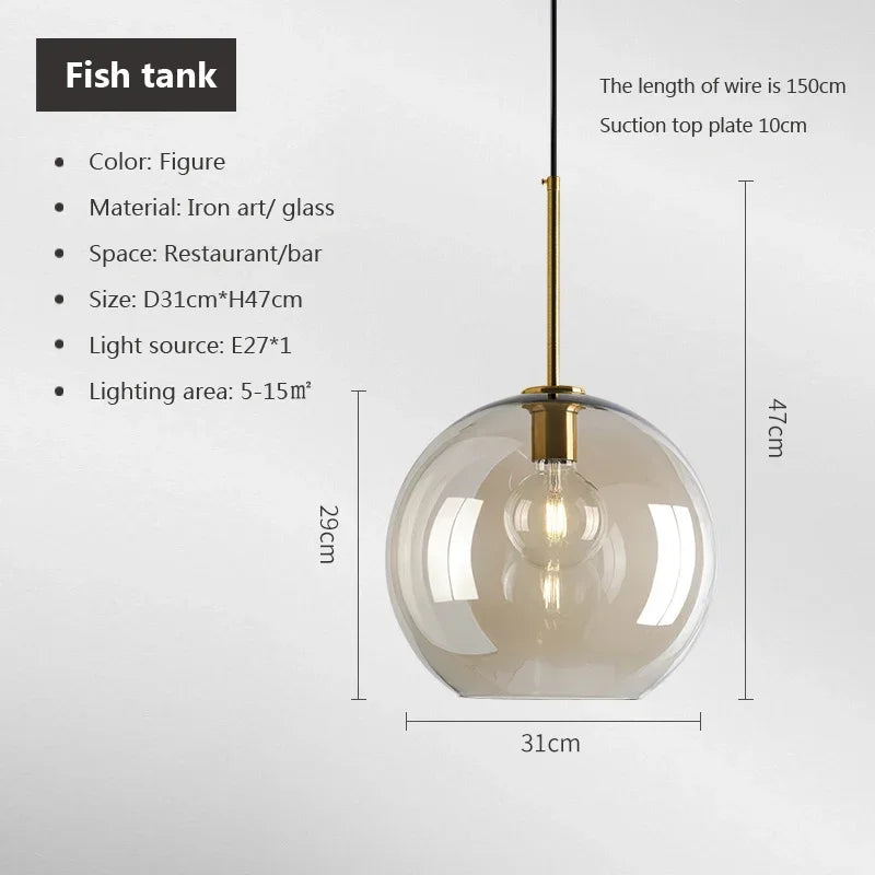 Nowoczesna nordycka lampa wisząca w stylu loft ze szkła, połyskująca, industrialna, dekoracyjna, oprawa oświetleniowa E27/E26 do kuchni i restauracji 7
