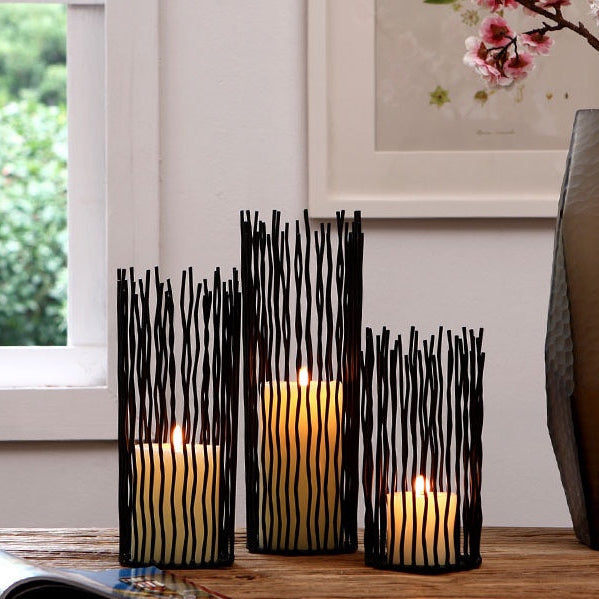 Nowoczesny Abstrakcyjny Świecznik 30x10cm - Czarne Żelazo Elegancka Dekoracja do Wnętrz 4