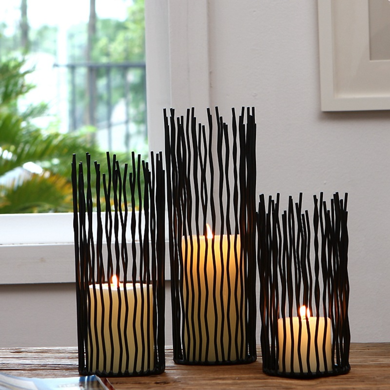 Nowoczesny Abstrakcyjny Świecznik 30x10cm - Czarne Żelazo Elegancka Dekoracja do Wnętrz 5