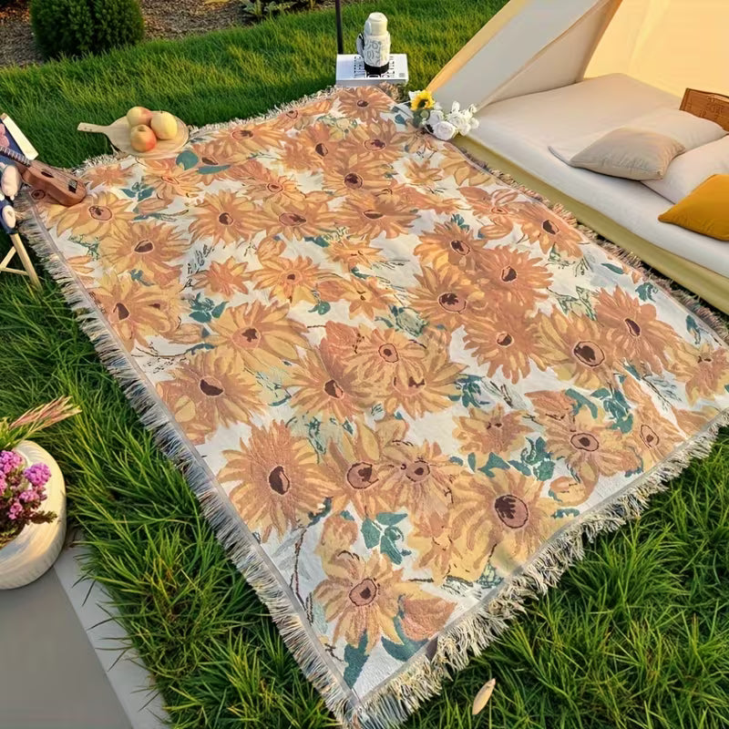Nowoczesny Koc Piknikowy 180x230 cm – Wodoodporny, Kwiatowy Wzór, Lekki Do Użytku Na Zewnątrz 1