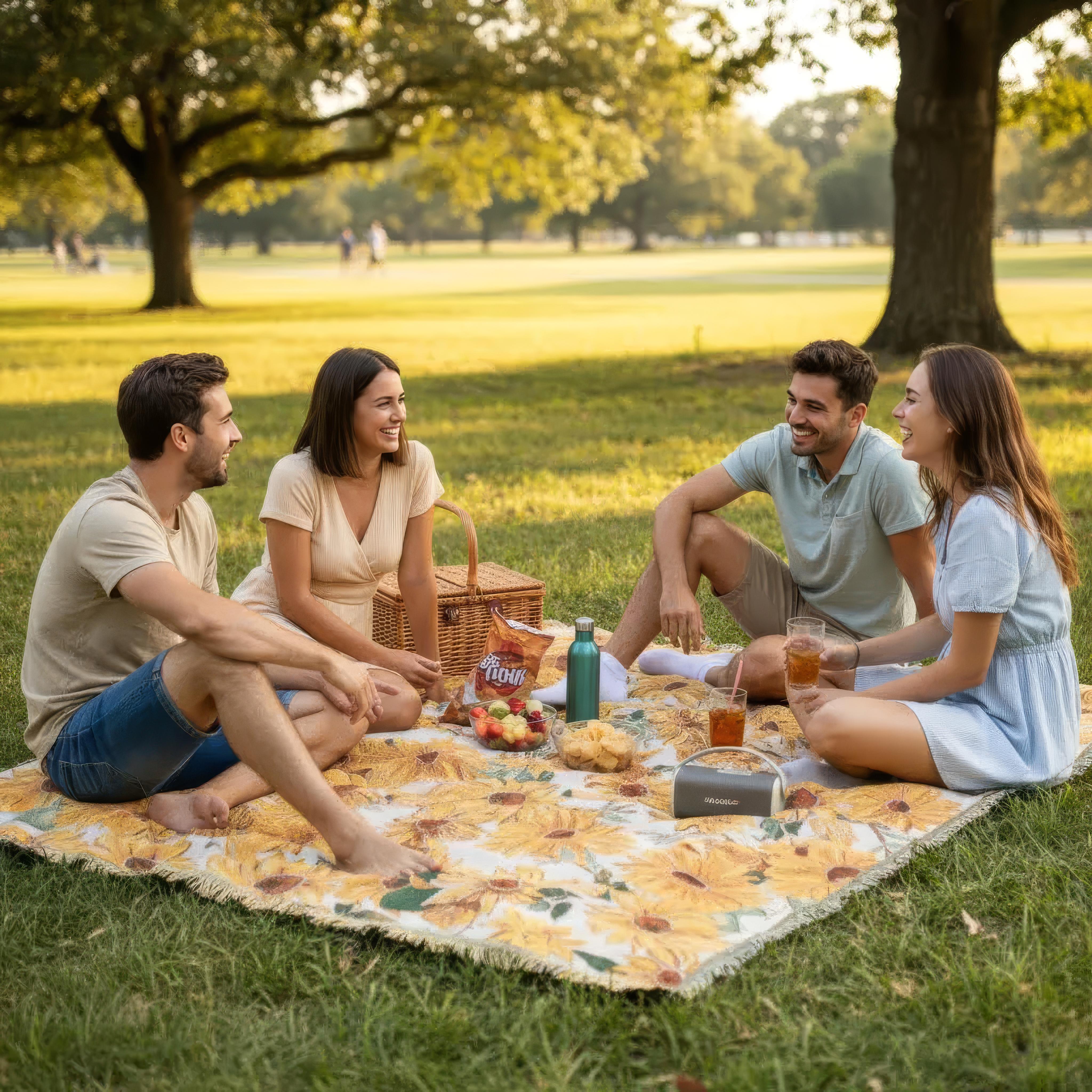 Nowoczesny Koc Piknikowy 180x230 cm – Wodoodporny, Kwiatowy Wzór, Lekki Do Użytku Na Zewnątrz 2
