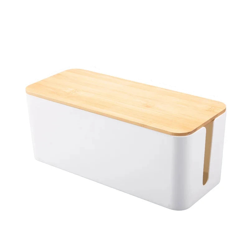Nowoczesny Organizer Na Kable 23x11,5 cm – Drewniany, Naturalny, Bezpieczny Do Biura 0