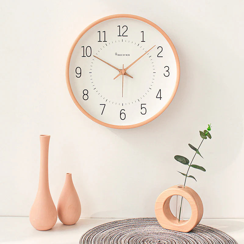Nowoczesny zegar ścienny z drewna – Ø 30 cm – Cichy i bezgłośny mechanizm – Skandynawski design – Naturalne drewno 7