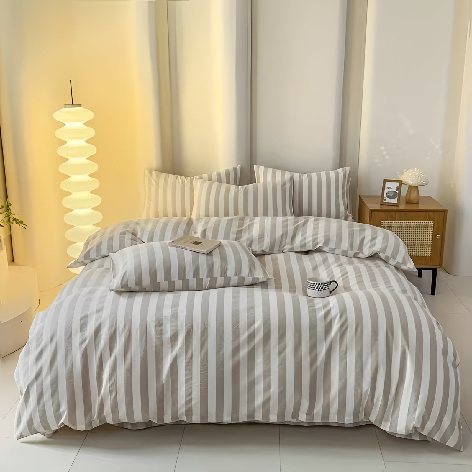 Pastel Striped Bedding Set 3-Piece - Soft Cotton Blend Multi-Color for Stylish Bedroom 10