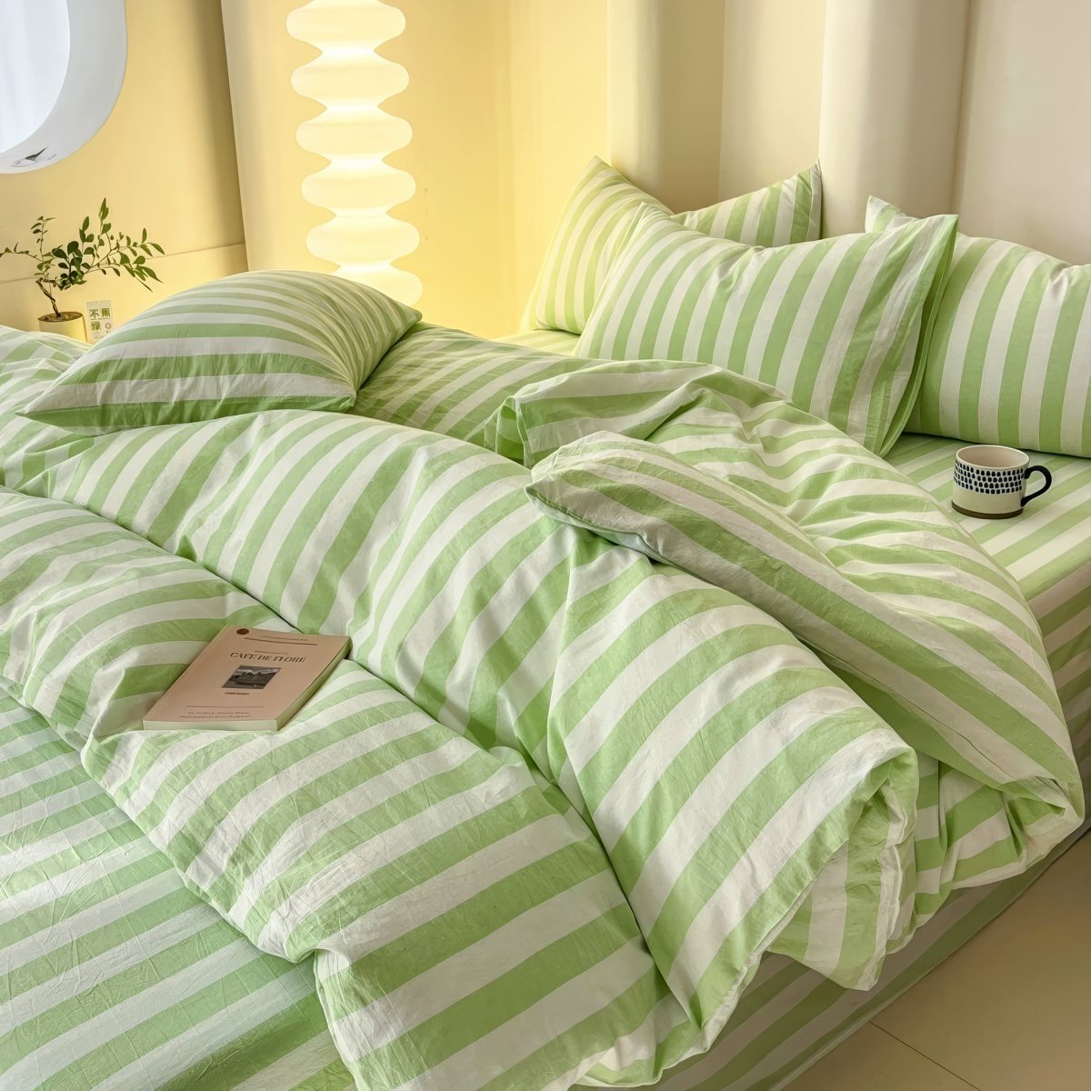 Pastel Striped Bedding Set 3-Piece - Soft Cotton Blend Multi-Color for Stylish Bedroom 6