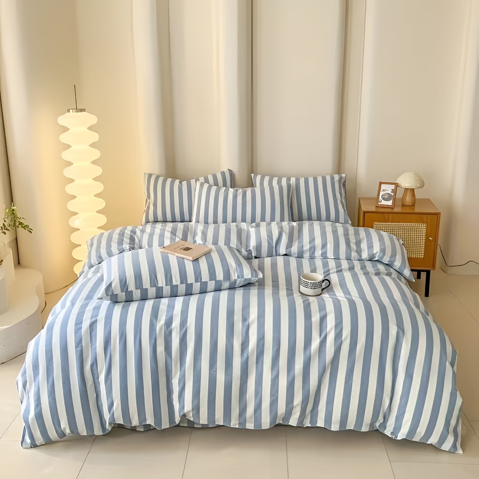 Pastel Striped Bedding Set 3-Piece - Soft Cotton Blend Multi-Color for Stylish Bedroom 9