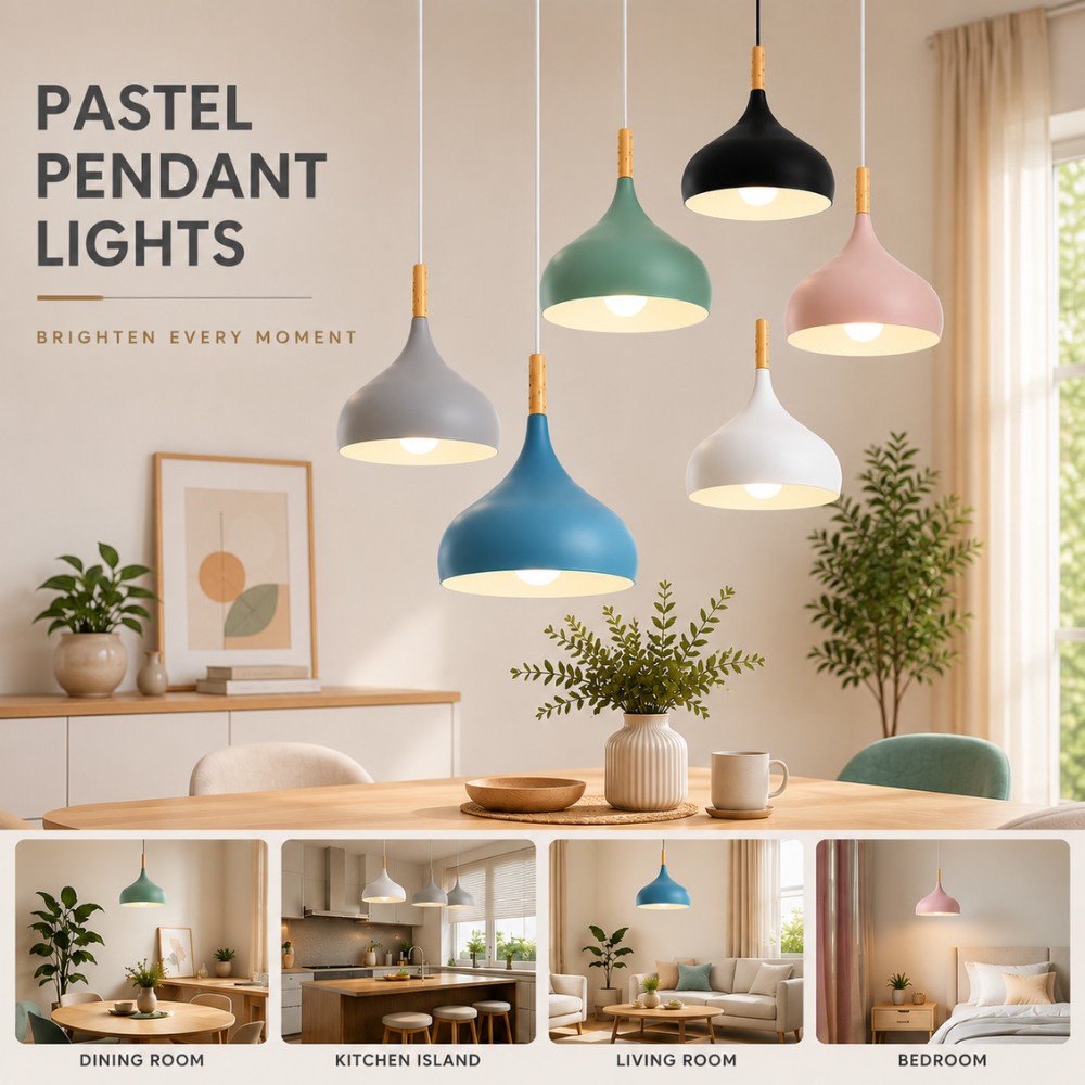 Pastelowa Lampa Wisząca LED – Nowoczesna Aluminiowa Lampa Sufitowa do Kuchni, Jadalni i Salonu