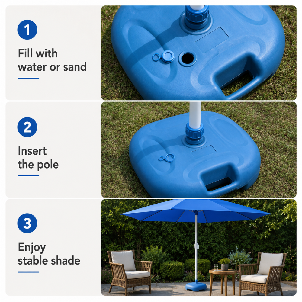Plastikowa podstawa do parasola, 40 x 40 x 25 cm, do wody lub piasku, do ogrodu, na patio, na plażę 3