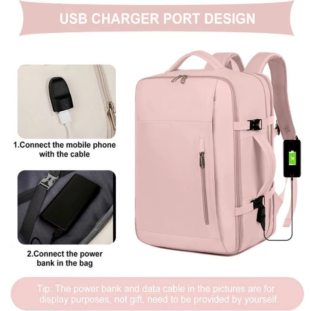 Plecak Podróżny z Przegrodą na Laptopa i Buty – Pojemny Wodoodporny Plecak Kabinowy z USB