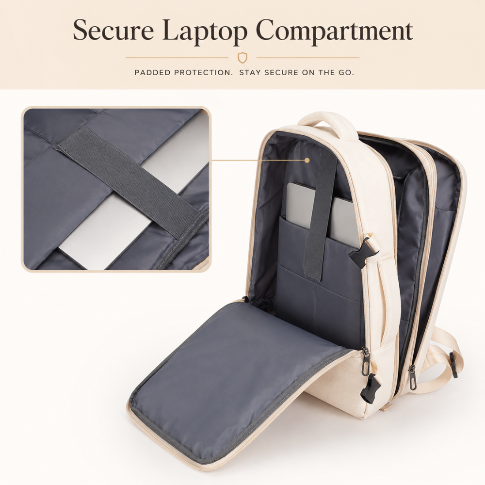 Plecak Podróżny z Przegrodą na Laptopa i Buty – Pojemny Wodoodporny Plecak Kabinowy z USB