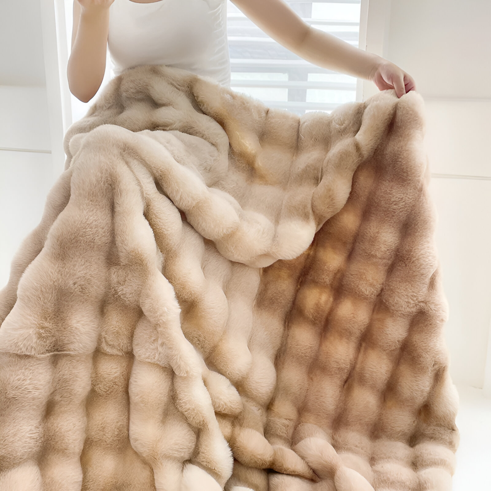 Koc na łóżko 100x160 do 200x230 cm – gruby koc ze sztucznego futra w gradiencie kolorów, 9 odcieni