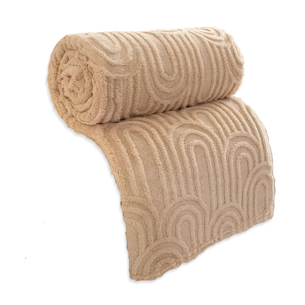 Koc pluszowy tłoczony w łuki – dwustronny koc z sherpą, narzuta na kanapę 100x150–200x230
