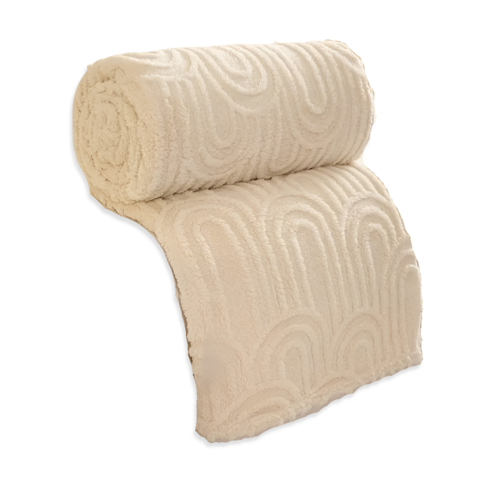 Koc pluszowy tłoczony w łuki – dwustronny koc z sherpą, narzuta na kanapę 100x150–200x230