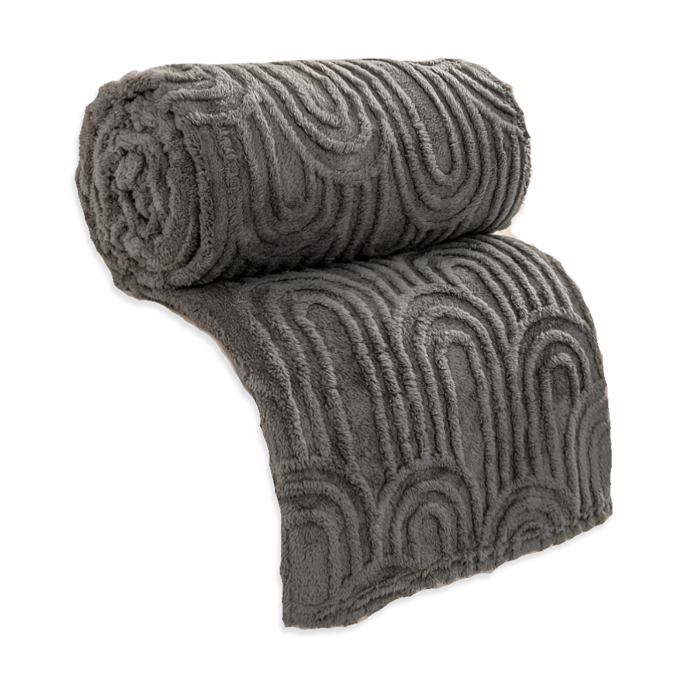 Koc pluszowy tłoczony w łuki – dwustronny koc z sherpą, narzuta na kanapę 100x150–200x230