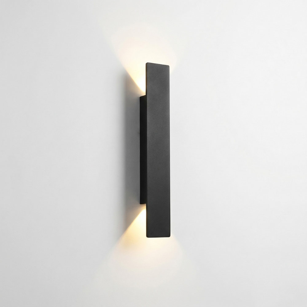 Nowoczesny Prostokątny Kinkiet LED - Czarny Aluminium z Ciepłym Światłem do Oświetlenia Zewnętrznego - 1