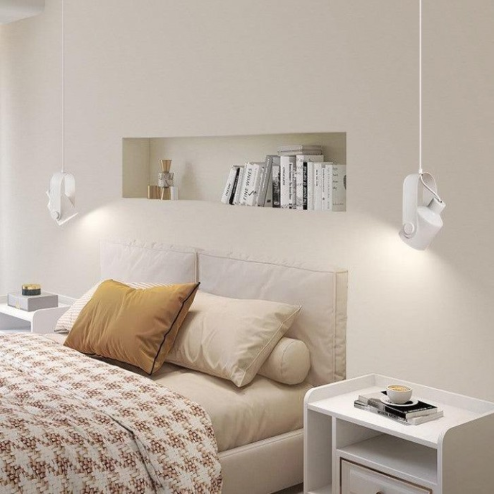 Regulowana Lampa Wisząca LED z Efektem Drewna – Mini Spot Sufitowy do Kuchni, Salonu i Jadalni