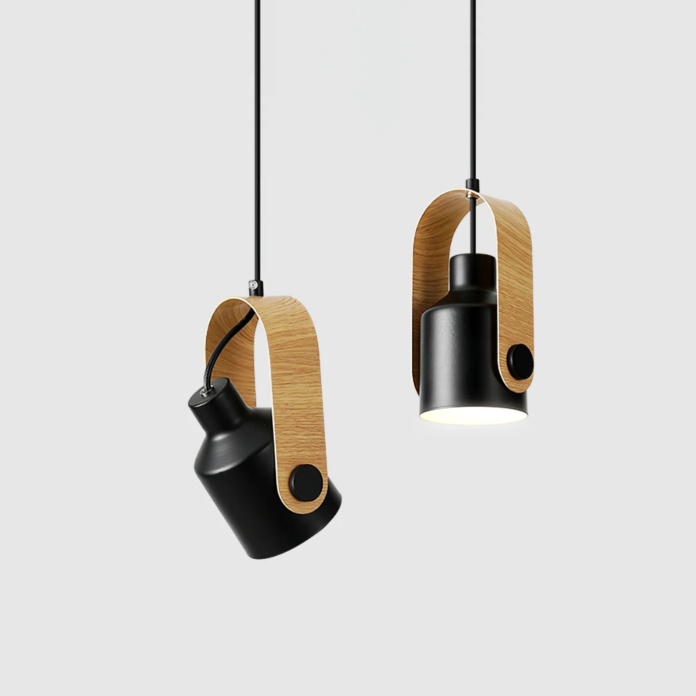 Regulowana Lampa Wisząca LED z Efektem Drewna – Mini Spot Sufitowy do Kuchni, Salonu i Jadalni