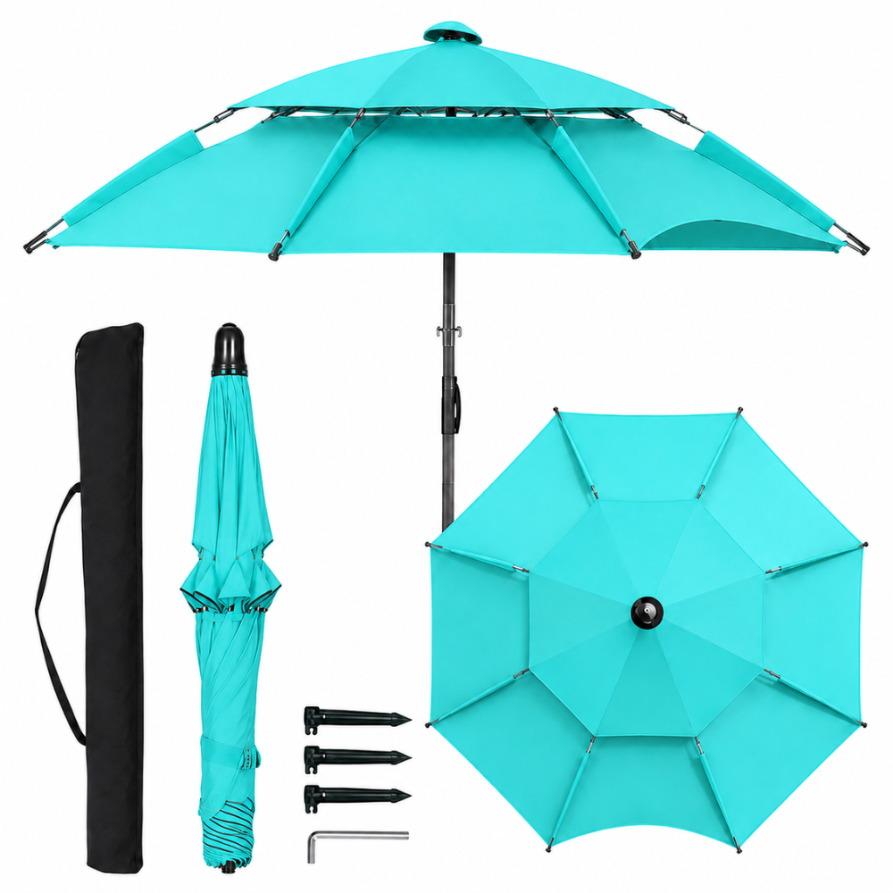 Regulowany parasol ogrodowy 2 m, 2,2 m, 2,4 m Parasol plażowy, wodoodporny, ogrodowy, na taras, kemping, plażę 11