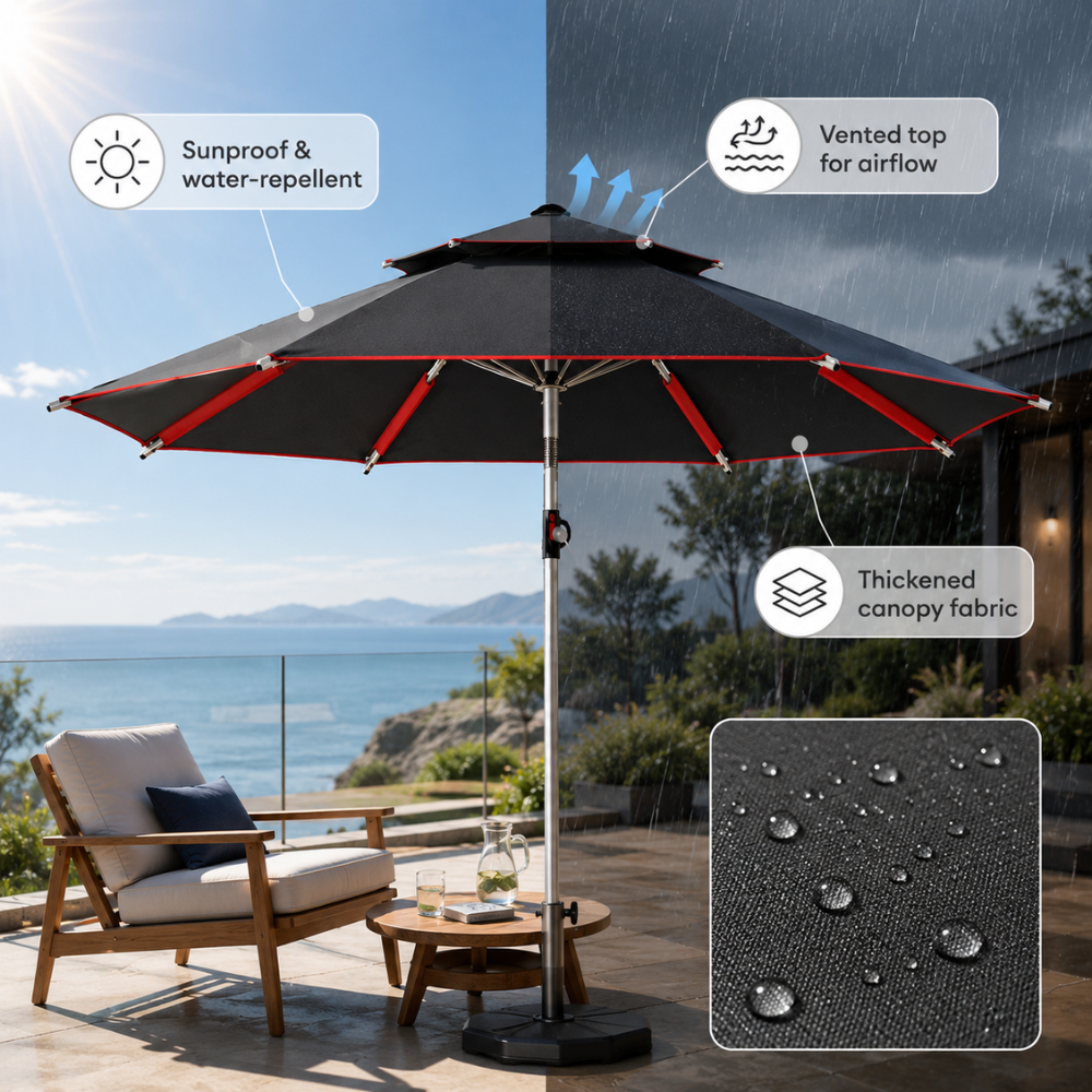 Regulowany parasol ogrodowy 2 m, 2,2 m, 2,4 m Parasol plażowy, wodoodporny, ogrodowy, na taras, kemping, plażę 3