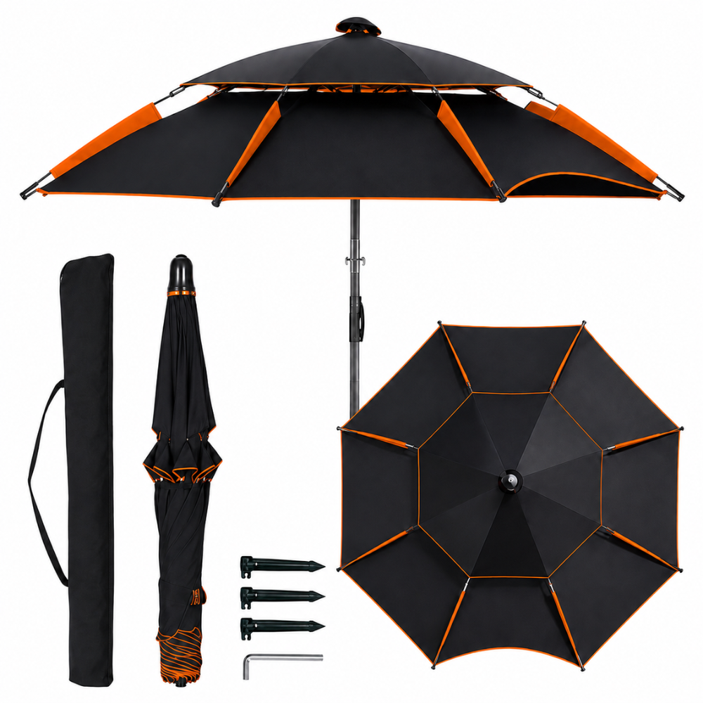 Regulowany parasol ogrodowy 2 m, 2,2 m, 2,4 m Parasol plażowy, wodoodporny, ogrodowy, na taras, kemping, plażę 7