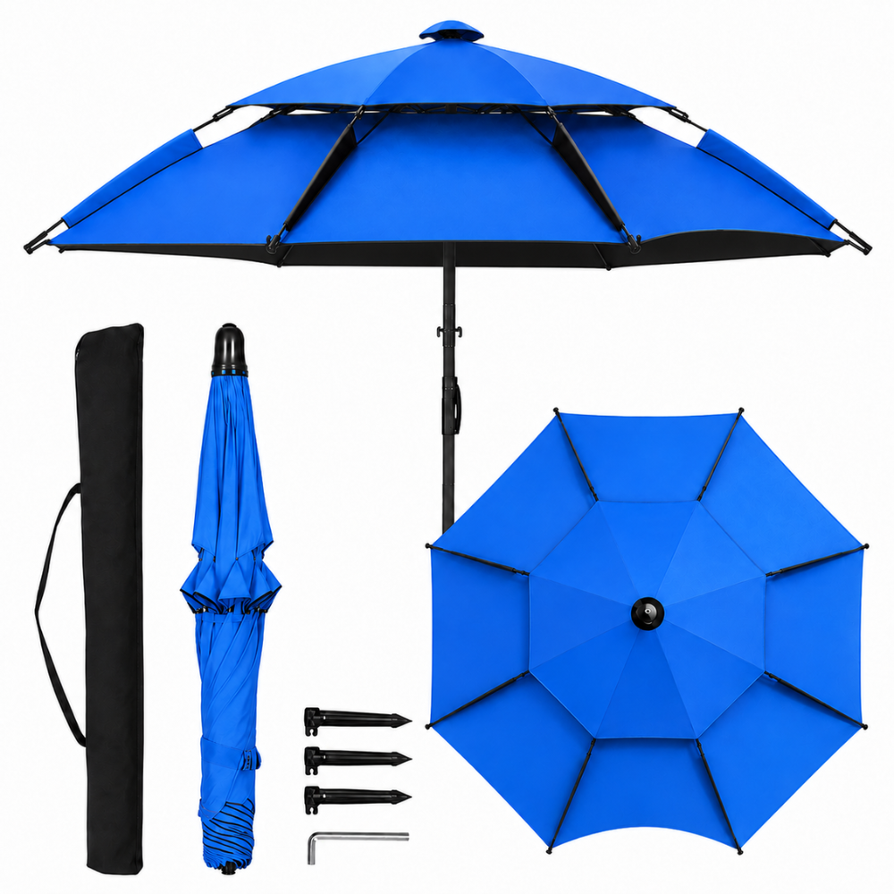 Regulowany parasol ogrodowy 2 m, 2,2 m, 2,4 m Parasol plażowy, wodoodporny, ogrodowy, na taras, kemping, plażę 8