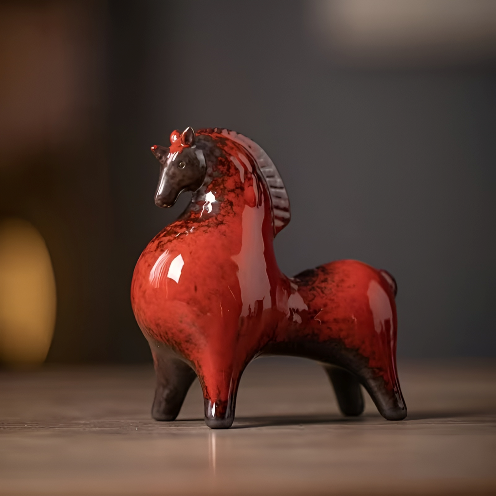 Rustykalne Ceramiczne Ozdoby w Kształcie Konika - Eleganckie Akcenty do Salonu i Przedpokoju 7