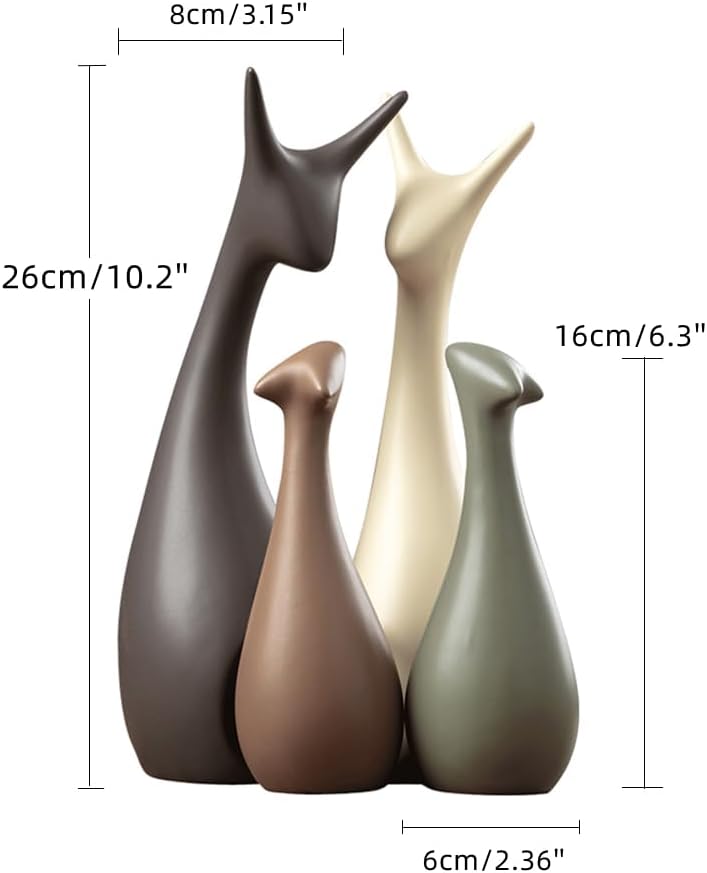 Rustykalne Figurki Dekoracyjne Jeleni Zestaw 4 Sztuk - Ceramiczne w Ciepłych Odcieniach do Salonu i Ogrodu 5