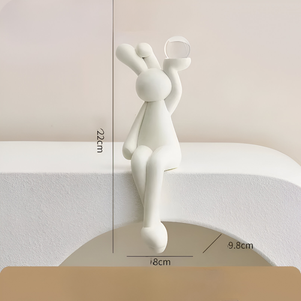 Zajączek wielkanocny figurka z kulą 19 do 22 cm – biała dekoracja z żywicy, 3 wzory