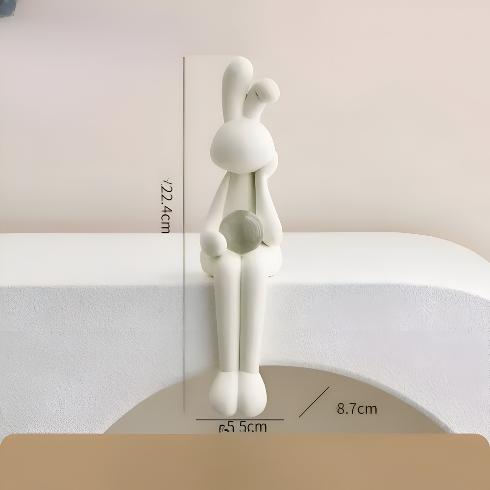 Zajączek wielkanocny figurka z kulą 19 do 22 cm – biała dekoracja z żywicy, 3 wzory