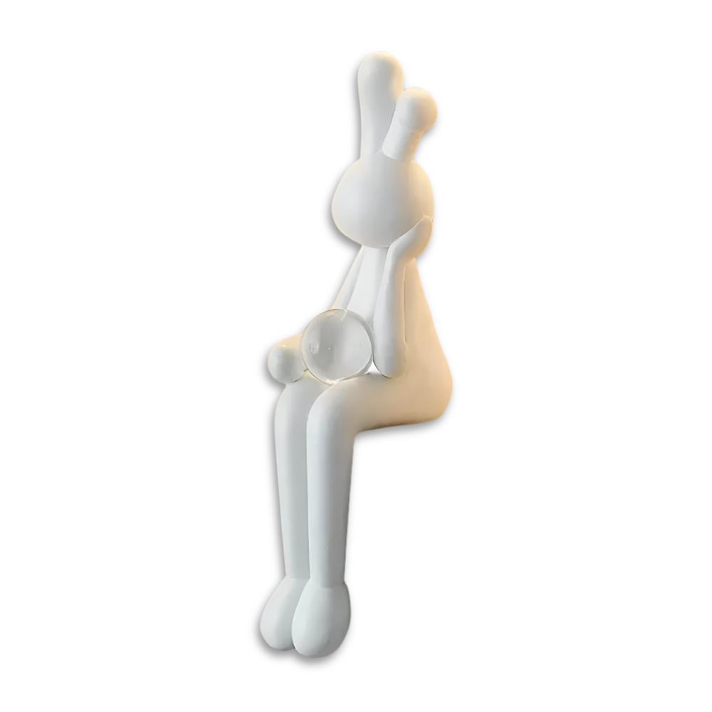 Zajączek wielkanocny figurka z kulą 19 do 22 cm – biała dekoracja z żywicy, 3 wzory