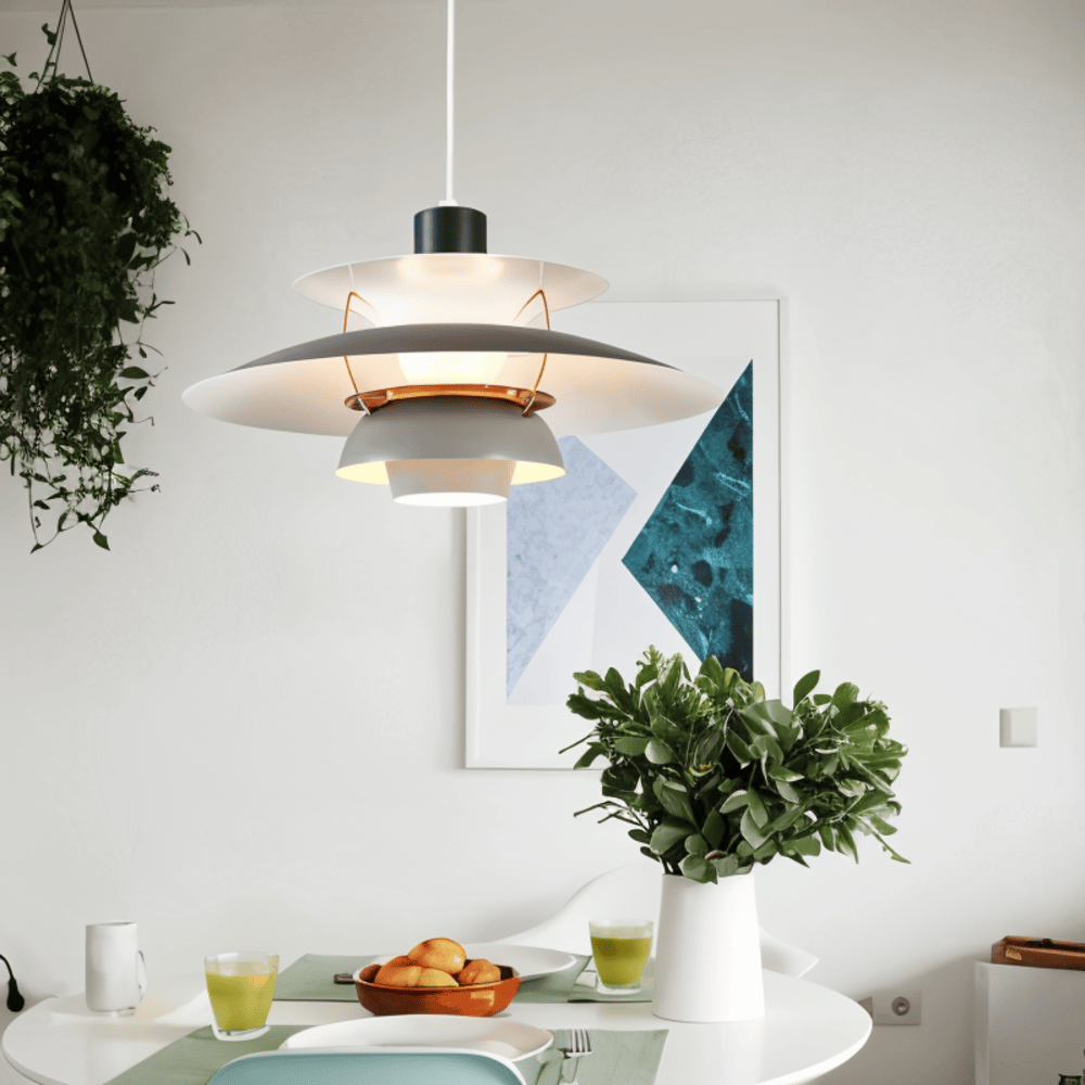 Skandynawska Metalowa Lampa Sufitowa - Klasyczna Wisząca w Ciepłym Stylu do Salonu i Kuchni - 4